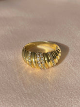 Load image into Gallery viewer, Vintage 9k Diamond Stripe Bombe Ring 1986
