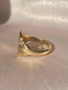 Vintage 9k Diamond Sunburst Signet Ring 1973