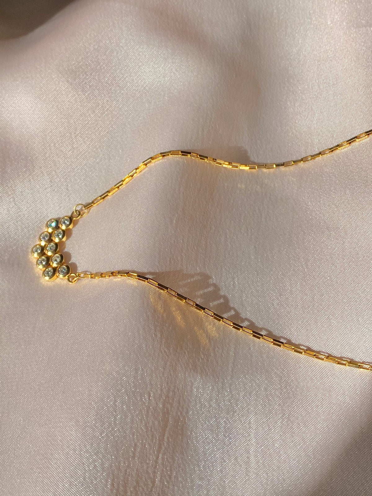 Vintage 9k Bezel Diamond Necklace 0.40 cts