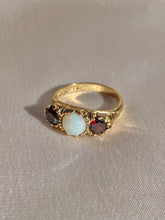 Load image into Gallery viewer, Vintage 9k Garnet Opal Boat Ring 1989
