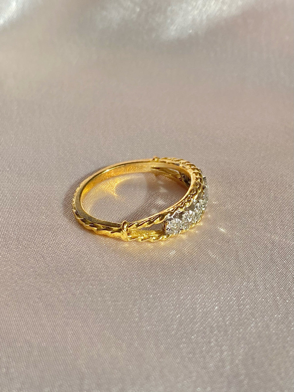 Vintage 18k Diamond Half Eternity Starburst Band 1975