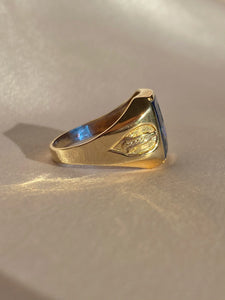Vintage 10k Blue Spinel Freemason Ring