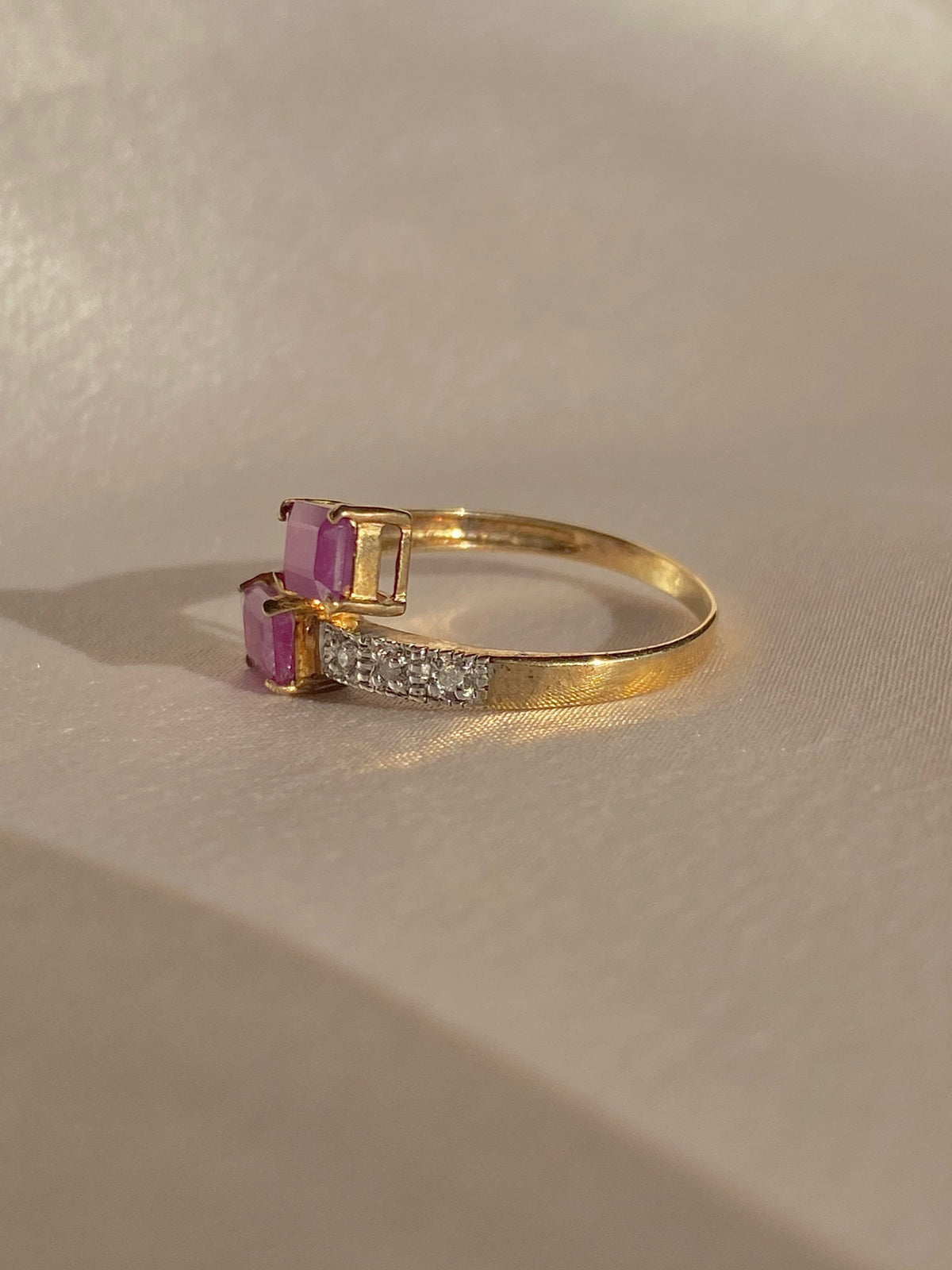 Vintage 10k Ruby Diamond Bypass Ring
