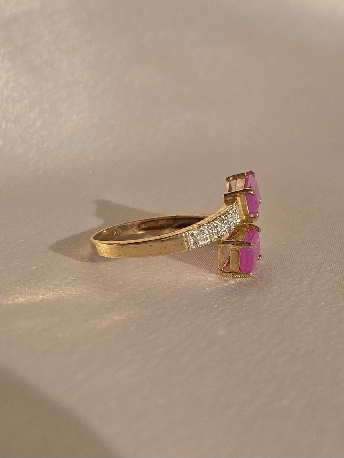 Vintage 10k Ruby Diamond Bypass Ring