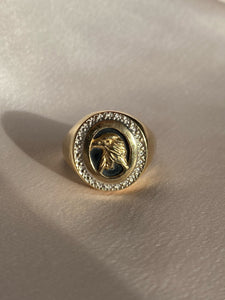 Vintage 14k Onyx Eagle Signet Ring