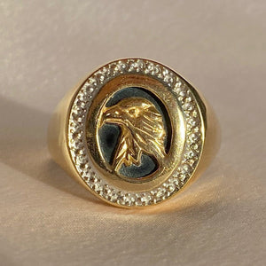 Vintage 14k Onyx Eagle Signet Ring