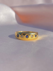 Antique 18k Sapphire Diamond Eternity Gypsy Ring 1899