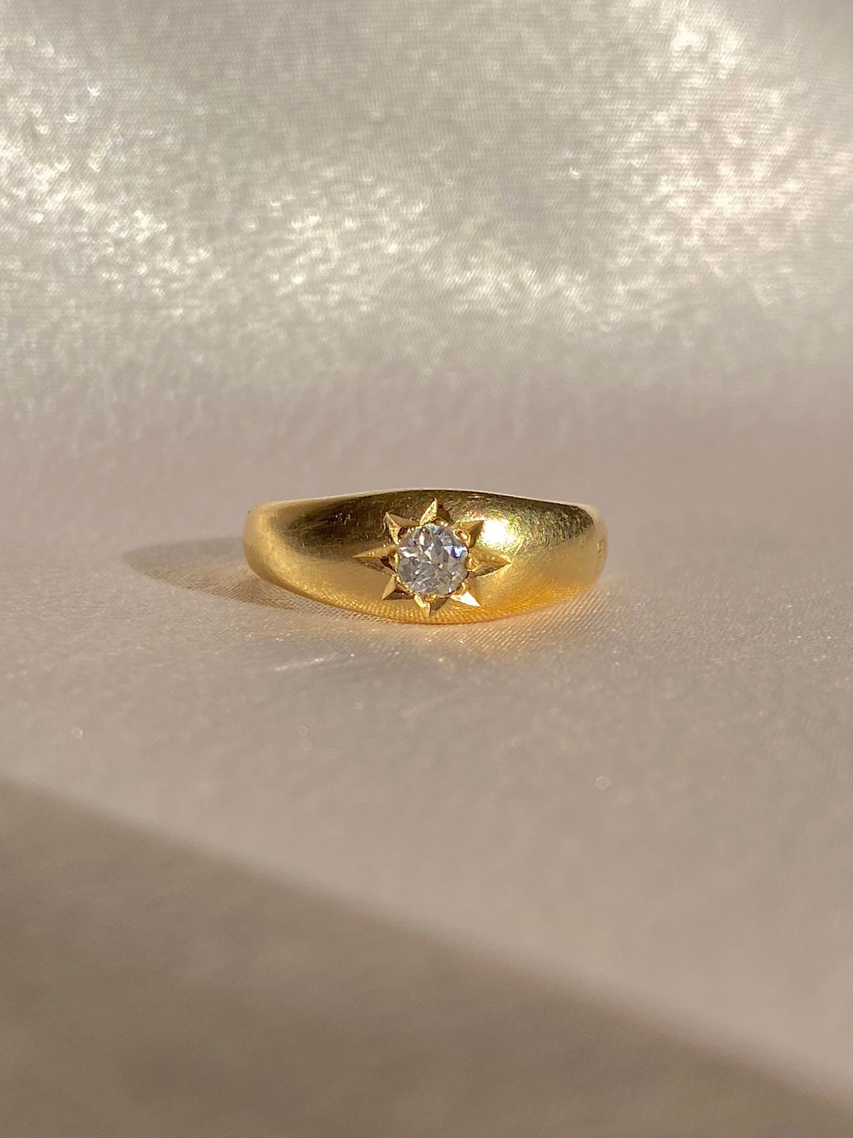 Antique 18k Diamond Solitaire Gypsy Ring 1887