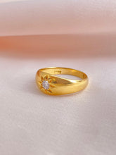 Load image into Gallery viewer, Antique 18k Diamond Solitaire Gypsy Ring 1913
