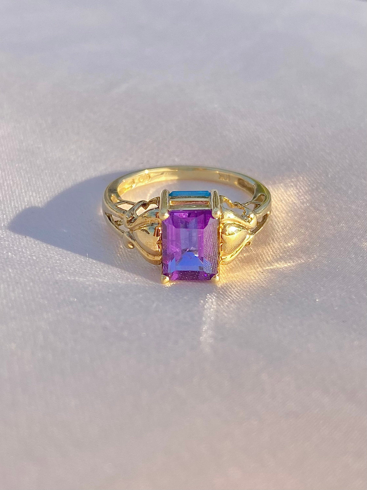 Vintage 10k Topaz Amethyst Swivel Ring