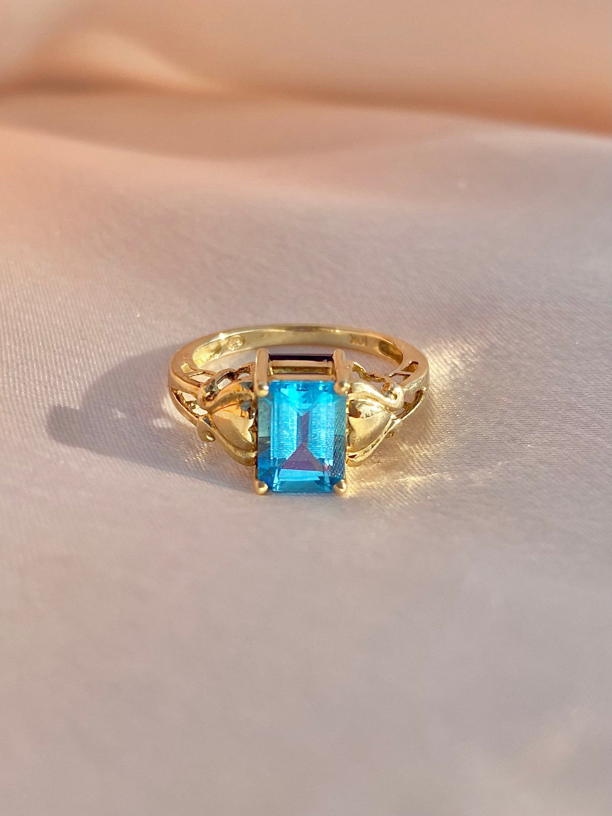 Vintage 10k Topaz Amethyst Swivel Ring