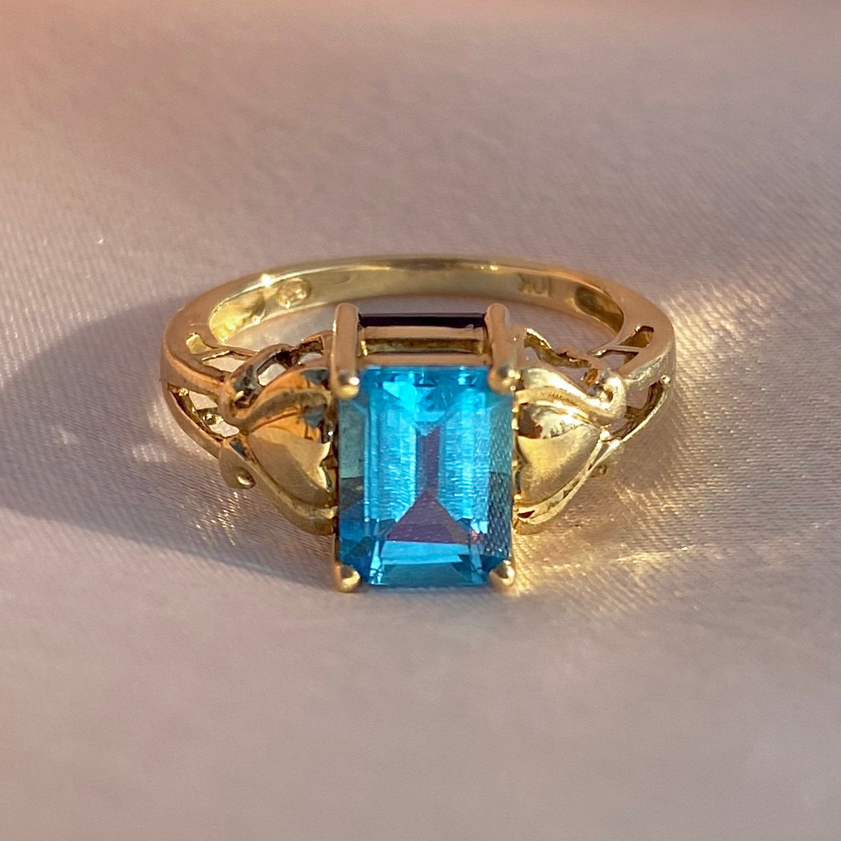 Vintage 10k Topaz Amethyst Swivel Ring