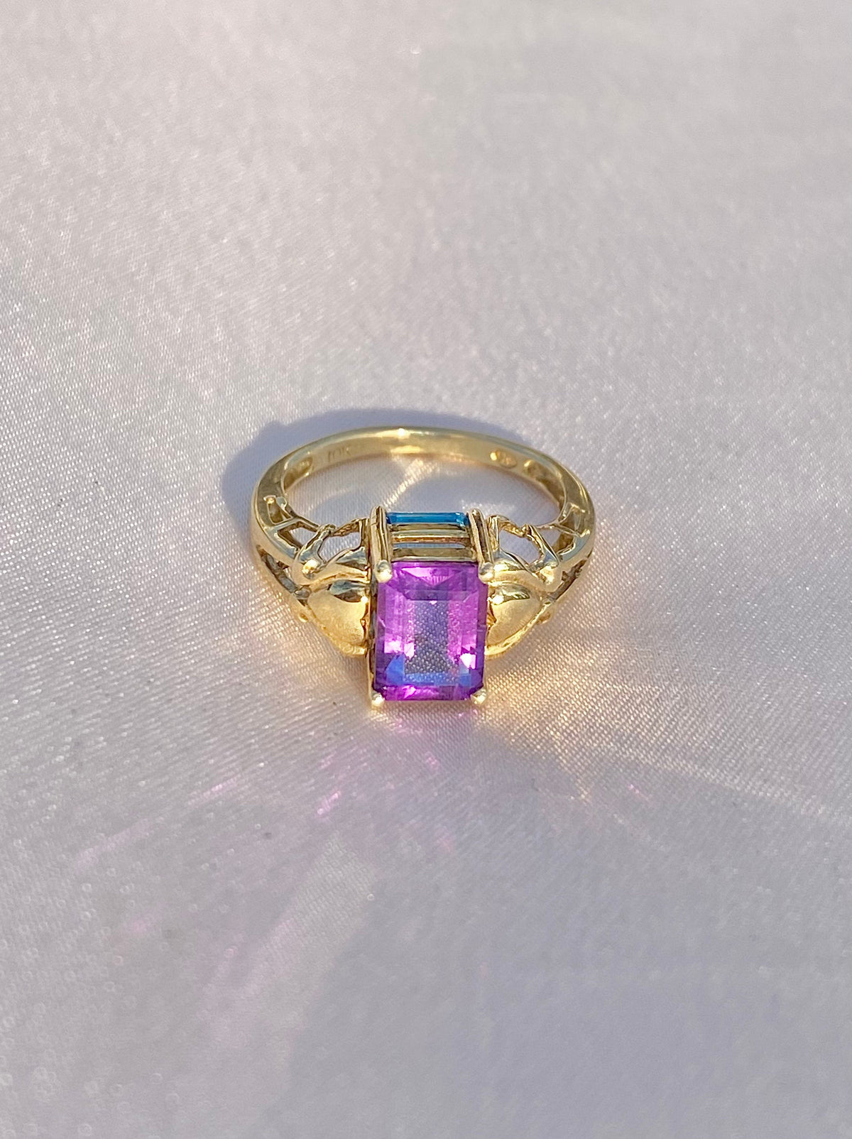 Vintage 10k Topaz Amethyst Swivel Ring