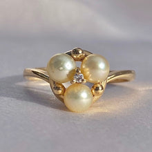 Load image into Gallery viewer, Vintage 10k Pearl Diamond Nested Cluster Ring
