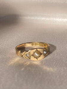 Antique 15k Pearl Starburst Gypsy Ring 1879