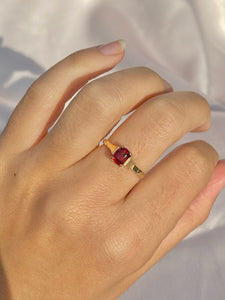 Vintage 9k Cushion Garnet Ring