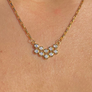 Vintage 9k Bezel Diamond Necklace 0.40 cts