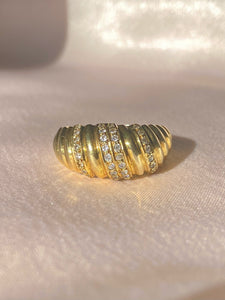 Vintage 9k Diamond Stripe Bombe Ring 1986