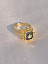 Load image into Gallery viewer, Vintage 14k Diamond Onyx Cameo Agate Swivel Ring
