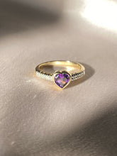 Load image into Gallery viewer, 9k Amethyst Diamond Heart Pavé Ring
