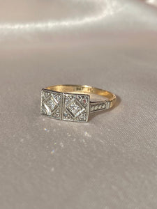 Antique Platinum 9k Diamond Art Deco Ring