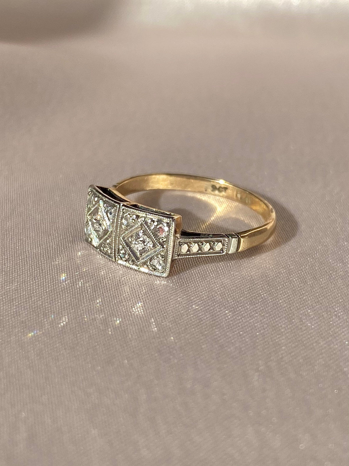 Antique Platinum 9k Diamond Art Deco Ring
