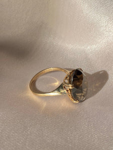Vintage 9k Oval Smokey Quartz Dress Ring