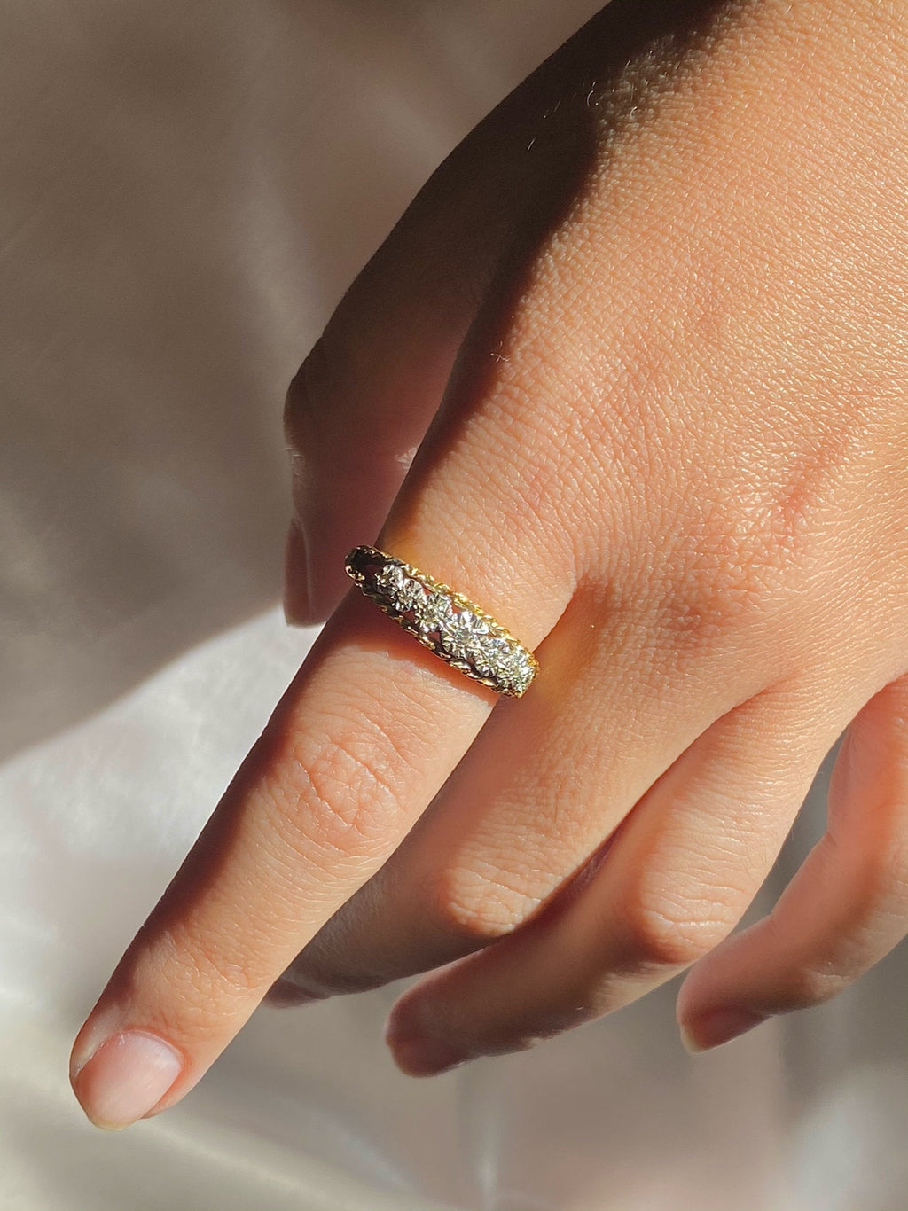 Vintage 18k Diamond Half Eternity Starburst Band 1975
