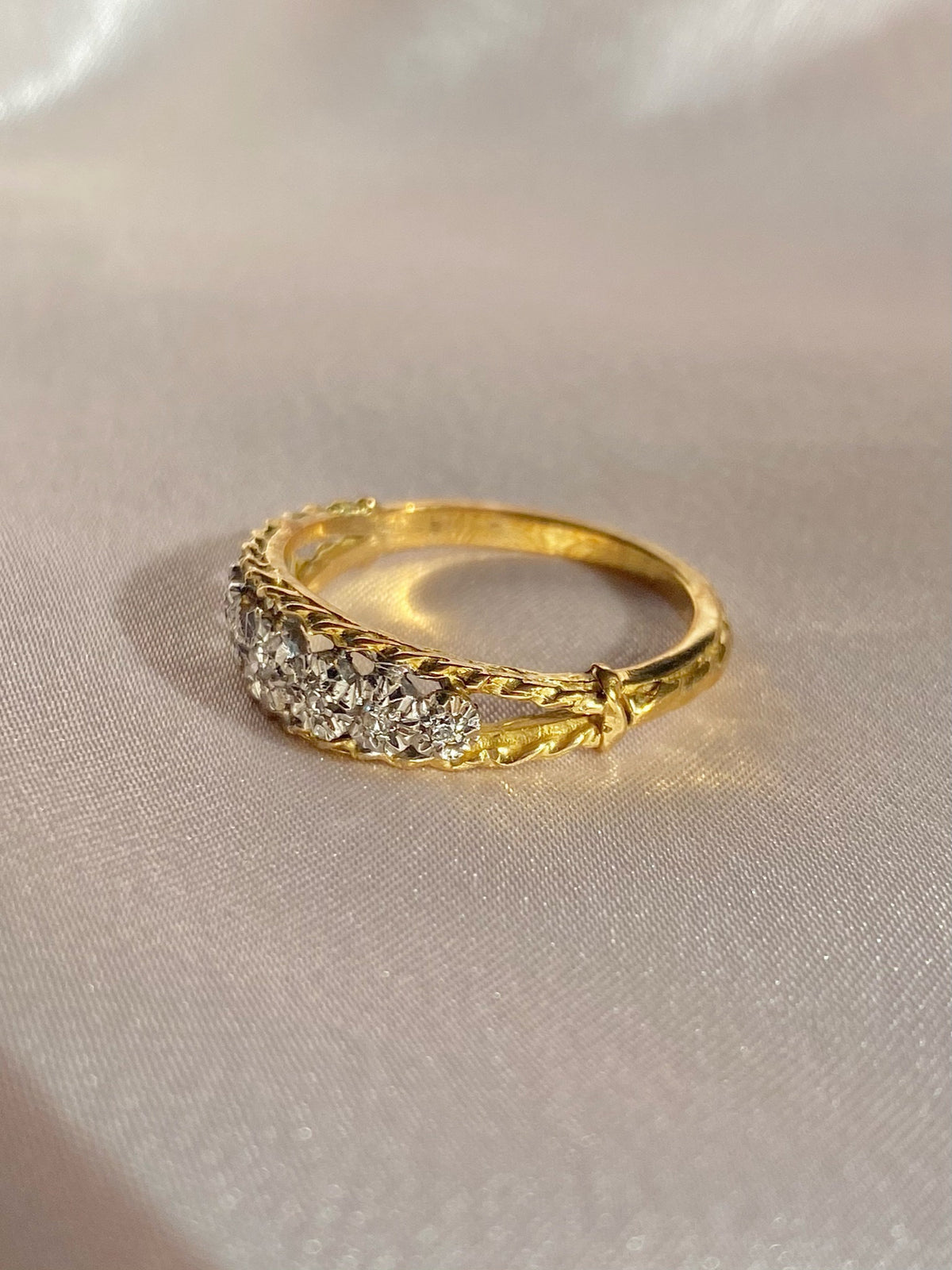 Vintage 18k Diamond Half Eternity Starburst Band 1975