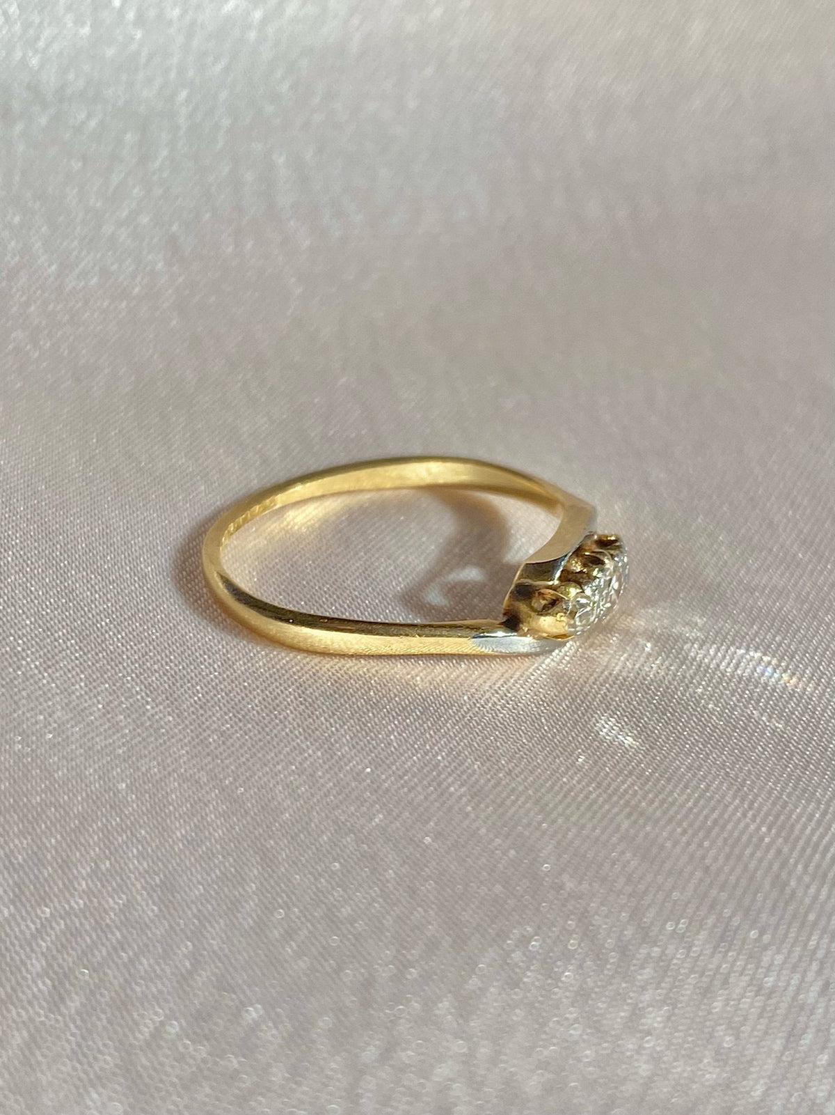 Antique 18k Platinum Crossover Old European Diamond Ring