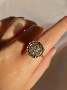 Vintage 9k St Christopher Coin Ring 1978