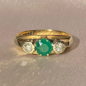 Vintage 9k Emerald Diamond Ring 1967