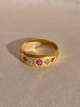 Load image into Gallery viewer, Antique 18k Ruby Diamond Eternity Gypsy Ring 1900
