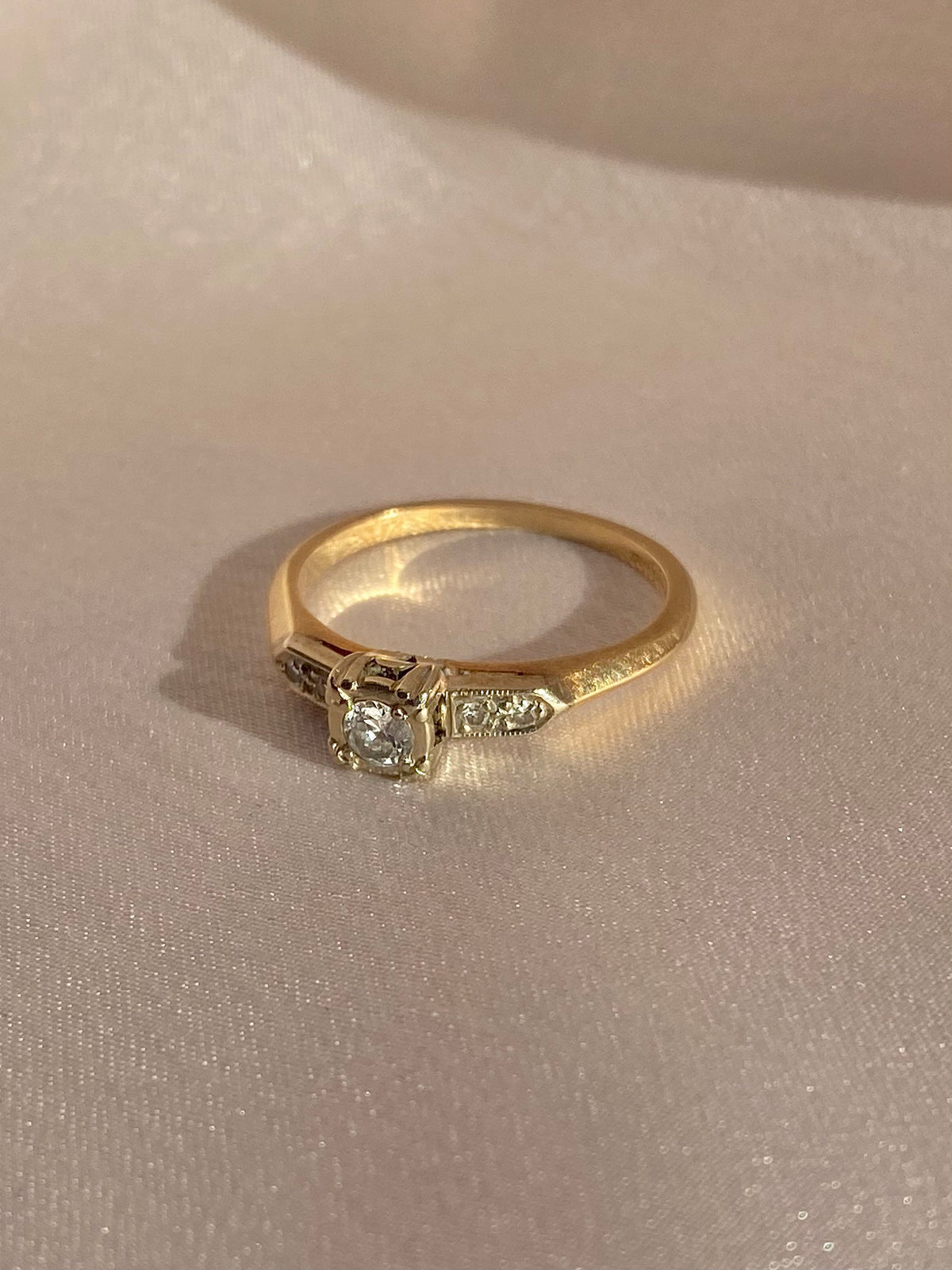 Antique 14k Old European Diamond ArtCarved Ring