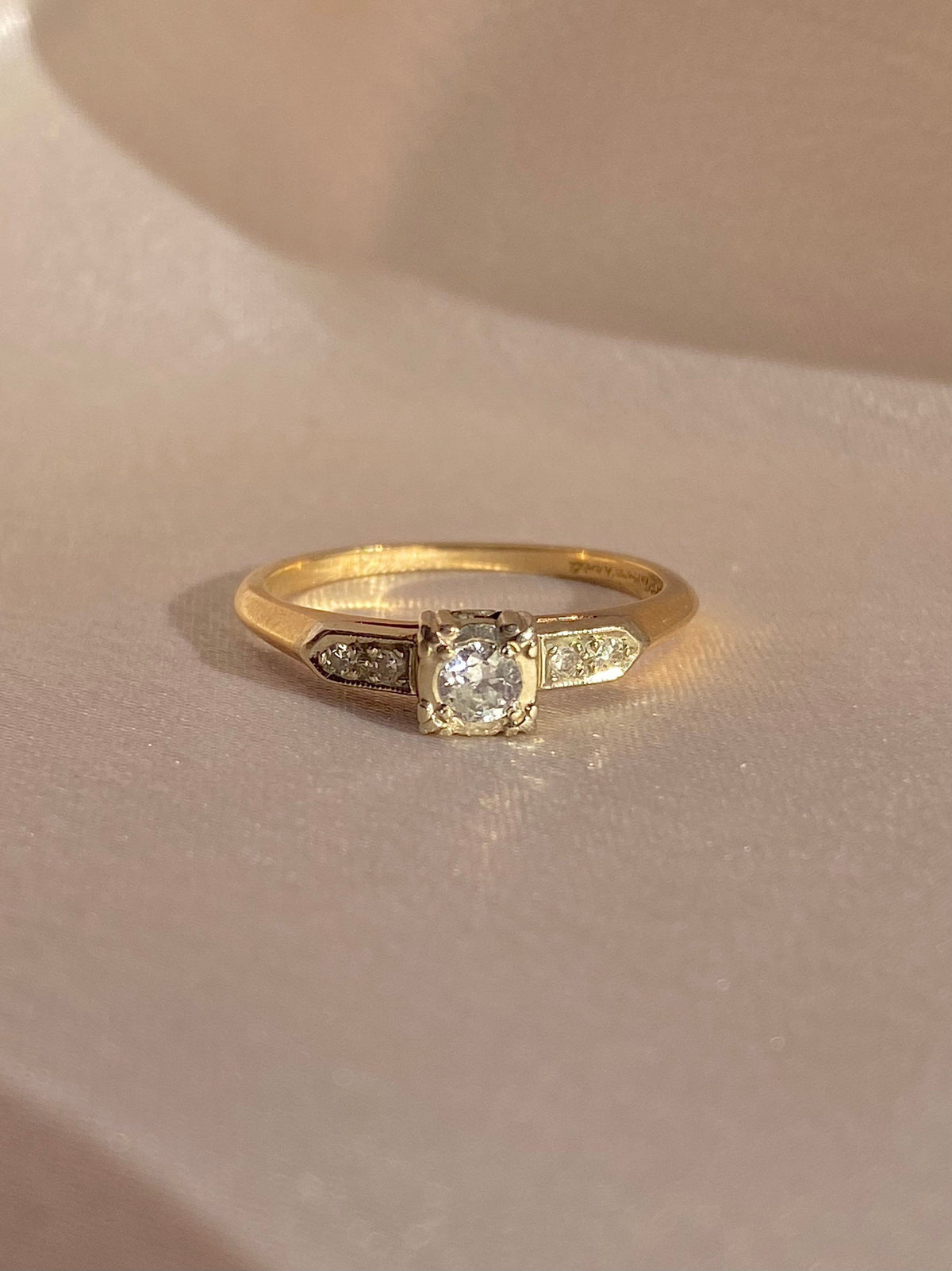 Antique 14k Old European Diamond ArtCarved Ring
