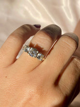 Load image into Gallery viewer, Vintage 9k White Gold Trilogy Zircon Ring
