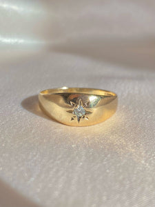 Vintage 9k Diamond Gypsy Solitaire Ring 1981