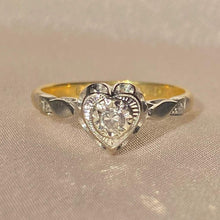 Load image into Gallery viewer, Vintage 18k Diamond Heart Ring 1968
