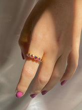 Load image into Gallery viewer, Vintage 18k Pink Gemstone Half Eternity Ring 1999
