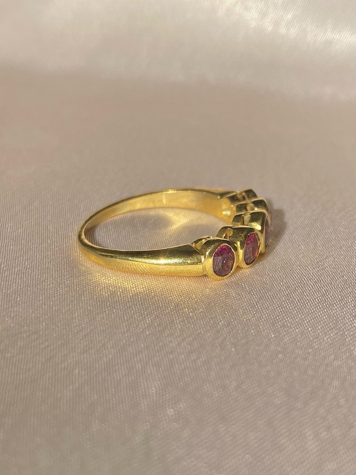 Vintage 18k Pink Gemstone Half Eternity Ring 1999