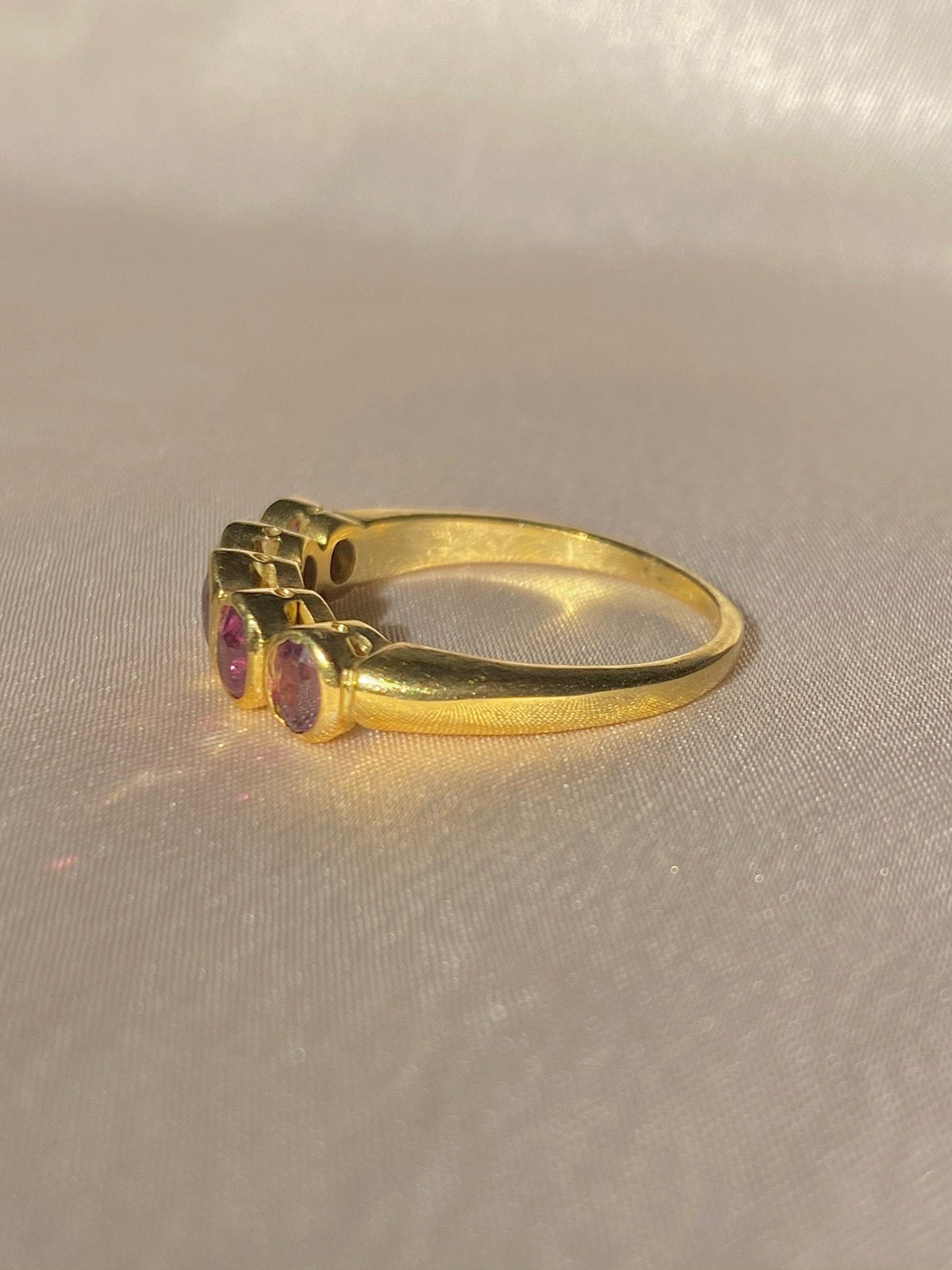 Vintage 18k Pink Gemstone Half Eternity Ring 1999
