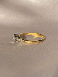Vintage 18k Raised Transitional Diamond Solitaire Ring