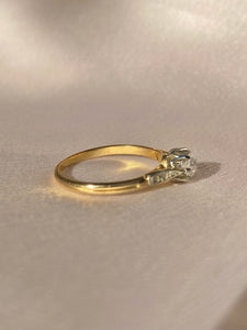 Vintage 18k Raised Transitional Diamond Solitaire Ring