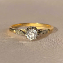 Load image into Gallery viewer, Vintage 18k Raised Transitional Diamond Solitaire Ring
