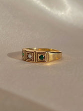 Load image into Gallery viewer, Vintage 10k Emerald Diamond Paneled Gypsy Band
