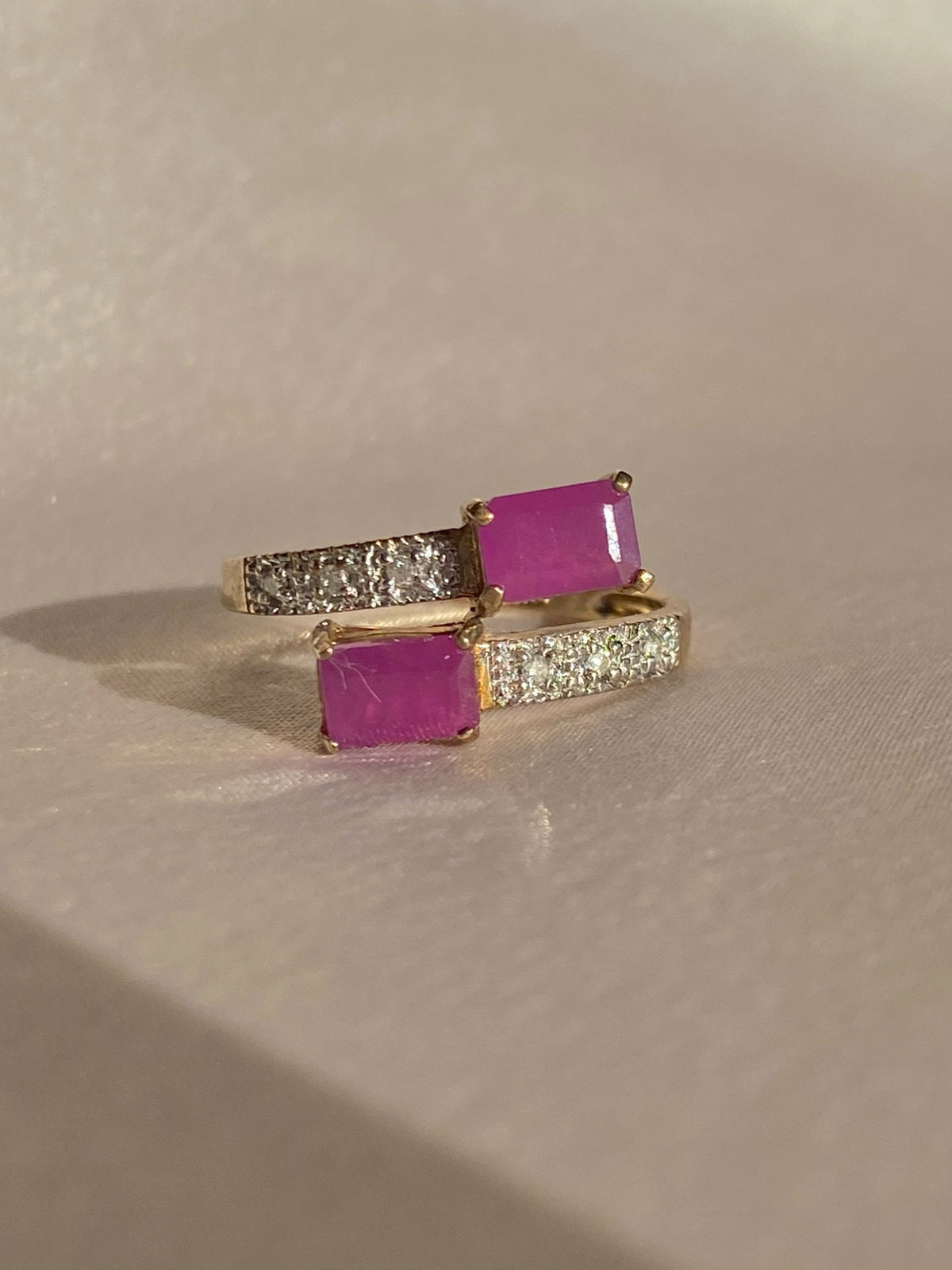 Vintage 10k Ruby Diamond Bypass Ring