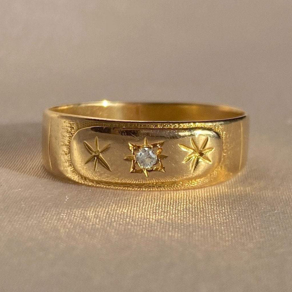 Vintage 14k Diamond Starburst Band