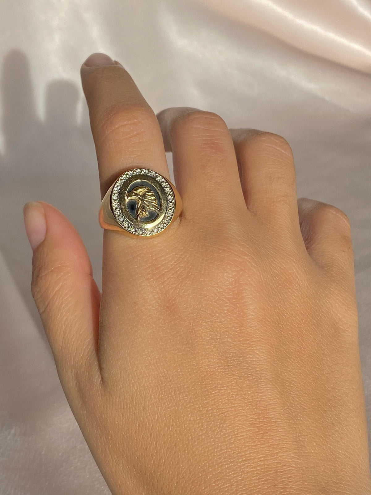 Vintage 14k Onyx Eagle Signet Ring