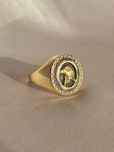 Vintage 14k Onyx Eagle Signet Ring