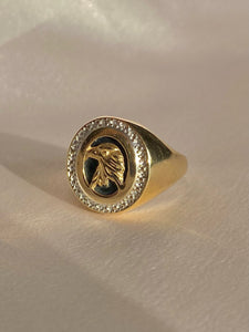 Vintage 14k Onyx Eagle Signet Ring